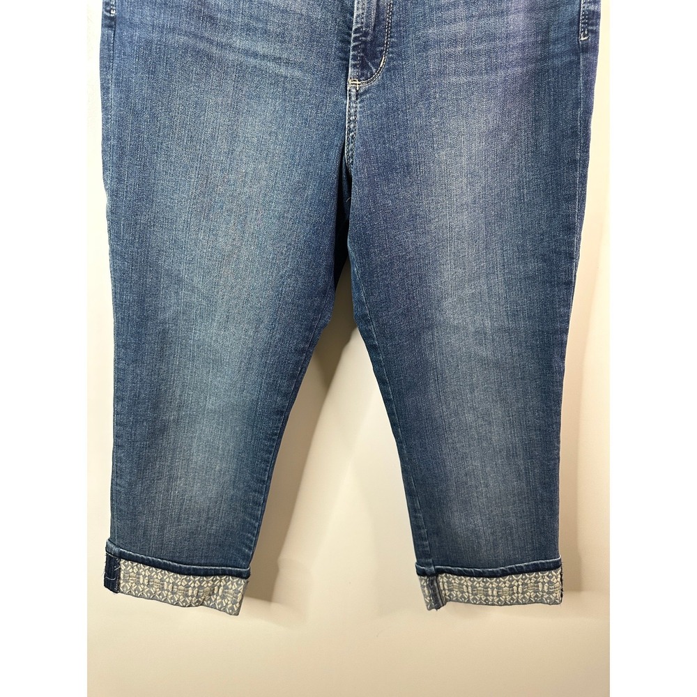 NYDJ Womens Jeans Dayla Wide Cuff Capri Blue Denim Medium Wash Mid Rise 10 - Picture 4 of 13